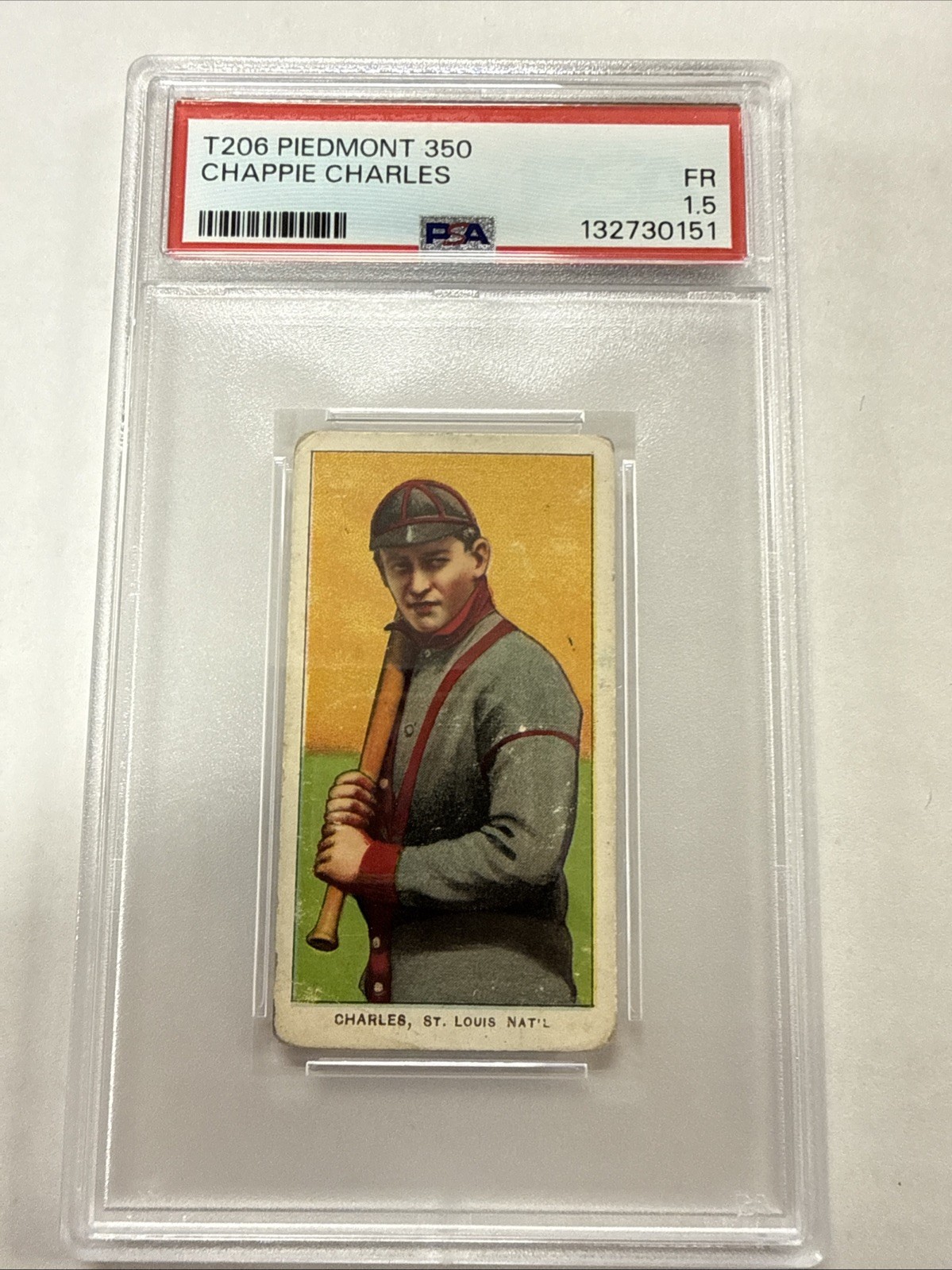 1909-11 T206 Piedmont 350 Chappie Charles PSA 1.5 Cardinals