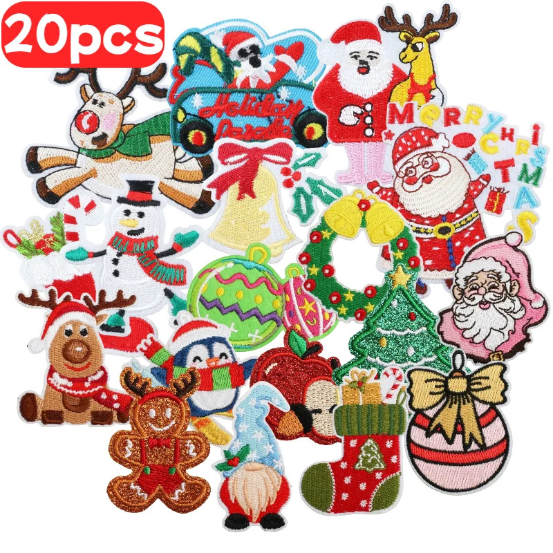 20-100pcs Mixed Christmas Elk Snowflake Iron-on Patches for Clothing DIY 20-100pcs Mixed Christmas Elk Snowflake Iron-on Patches for Clothing DIY