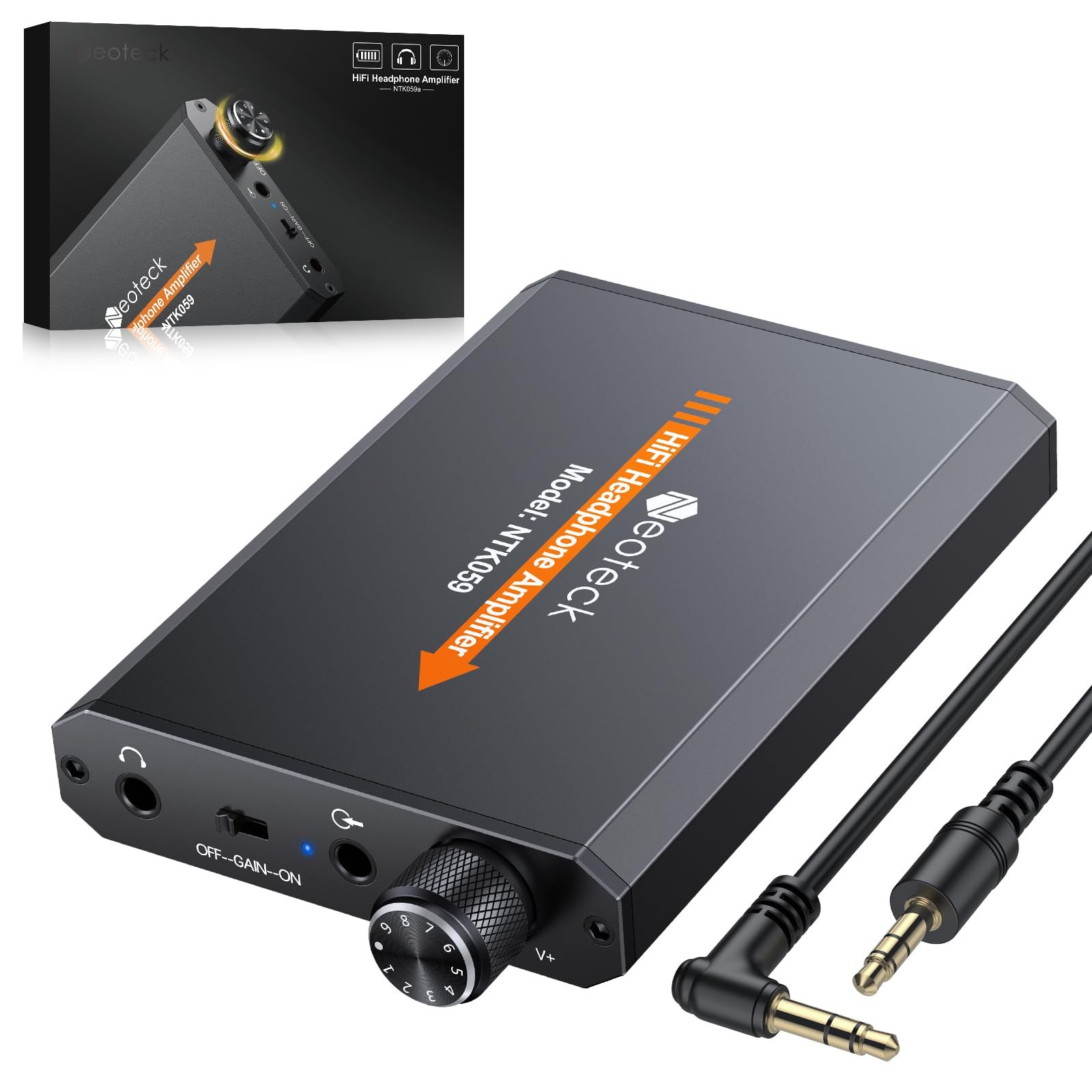 Neoteck Portable 3.5mm Headphone Amplifier Two-Stage Gain Switch, 16-300 Ohm,...