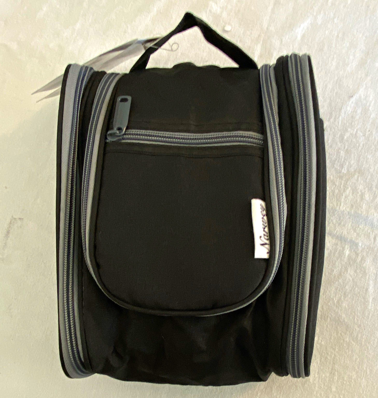 Narwey Hanging Toiletry Bag Organizer, Zippered Travel, Black & Gray