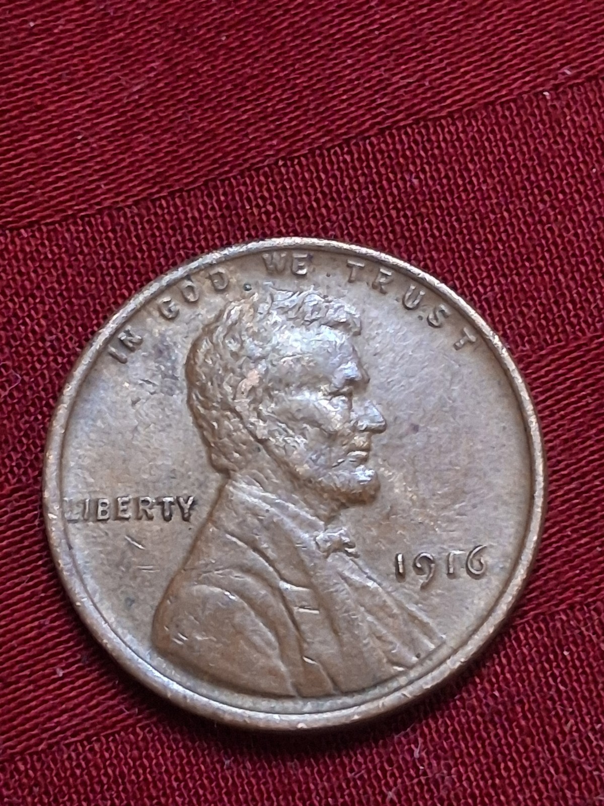 1916 (P) LINCOLN WHEAT CENT, coin VG