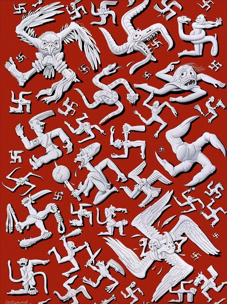 Boris Artzybasheff Anti-Fascist WWII Swastika Battle Caricature Giclée Art Print