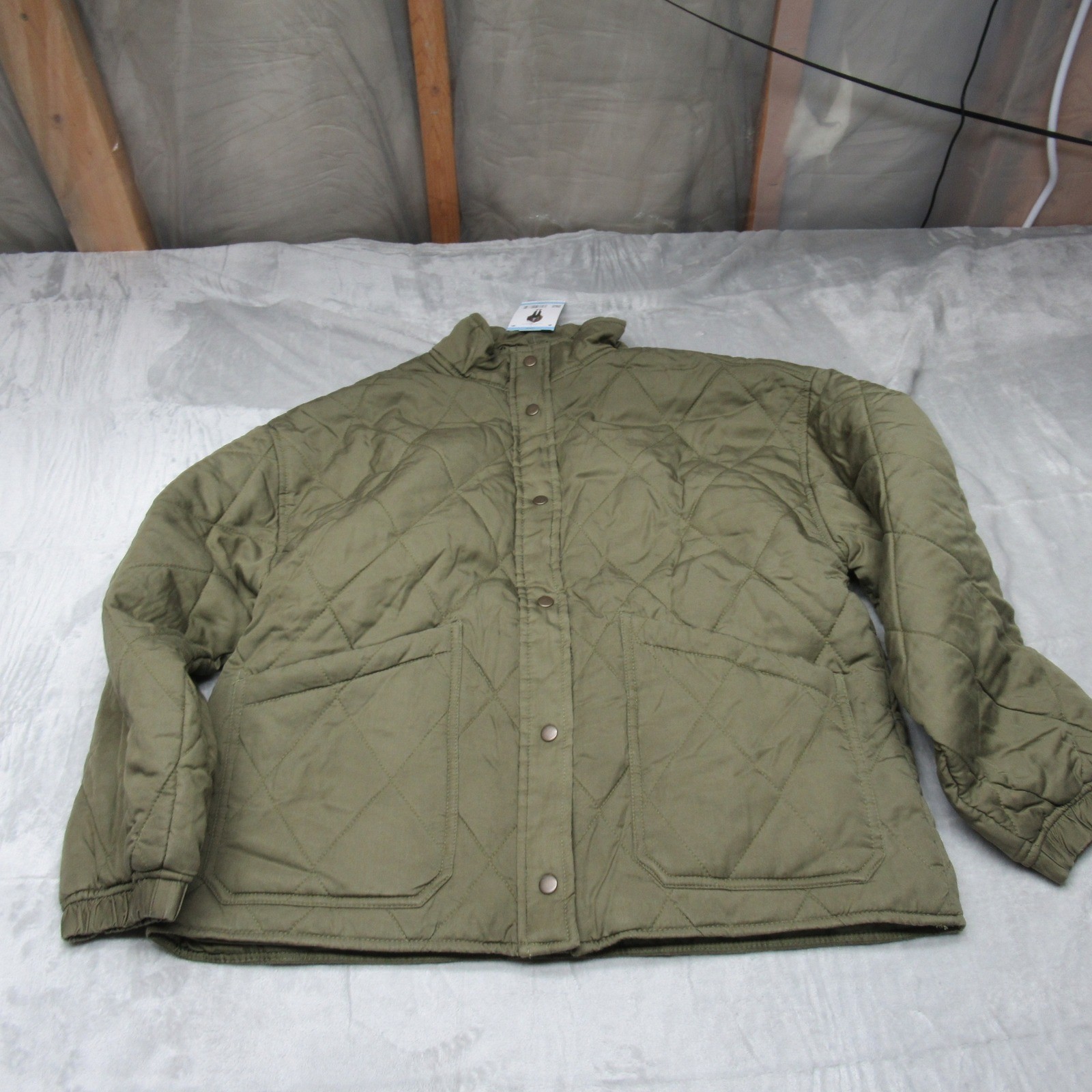 Social Standard Sanctuary Jacket Womens Large Green Quilted Twill Wind $149 NEW