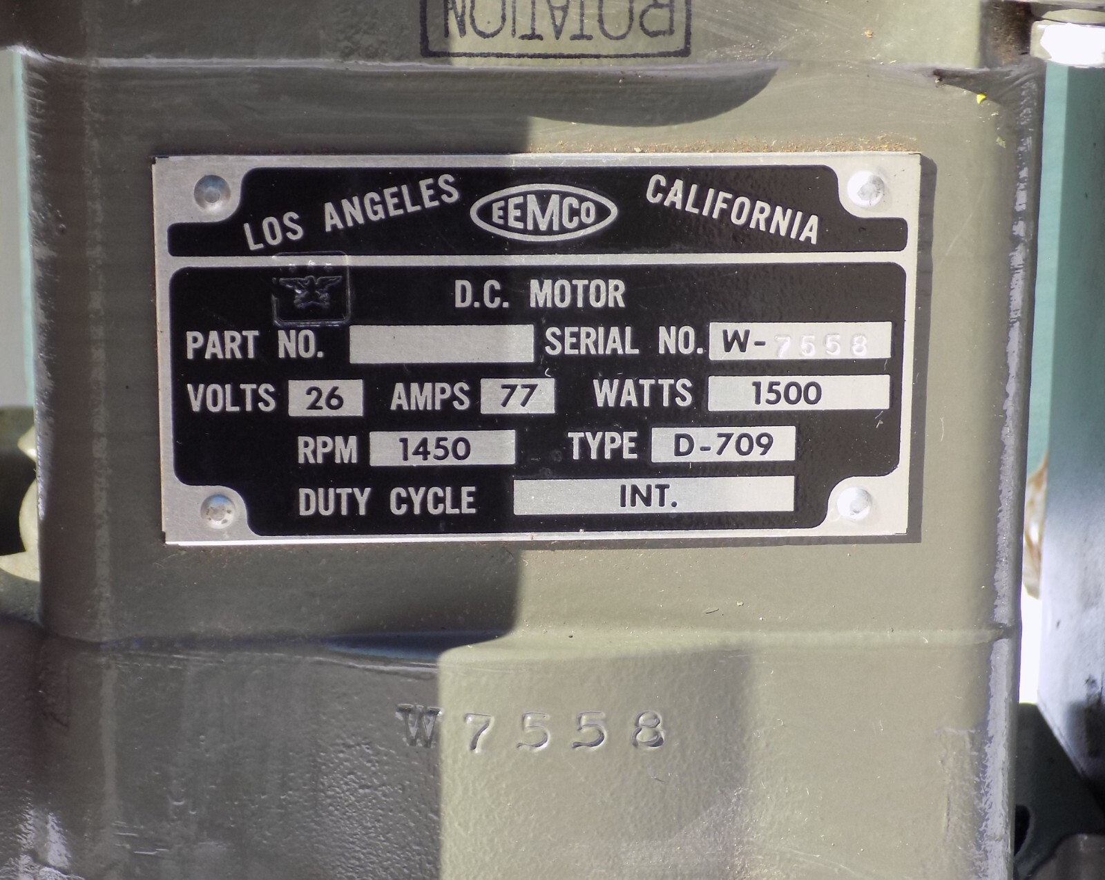 EEMCO D-709  D.C Motor  NOS