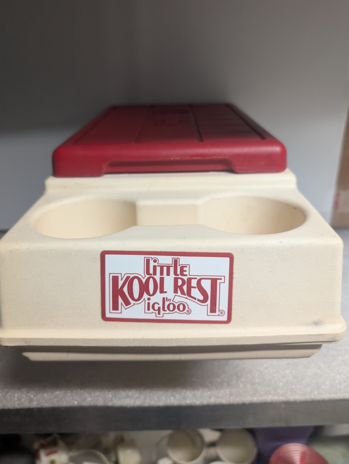 Vintage Little Kool Rest Igloo Red Cream Car Cooler Console Can Holder Vintage Little Kool Rest Igloo Red Cream Car Cooler Console Can Holder