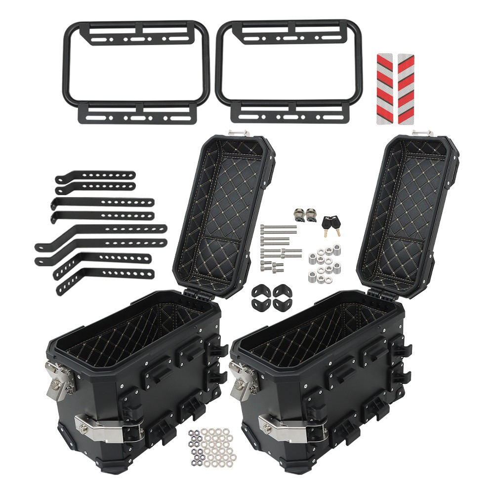 2×Side Case 36L Hard Saddlebags Motorcycle Tour Trunk Luggage & Mounting Bracket