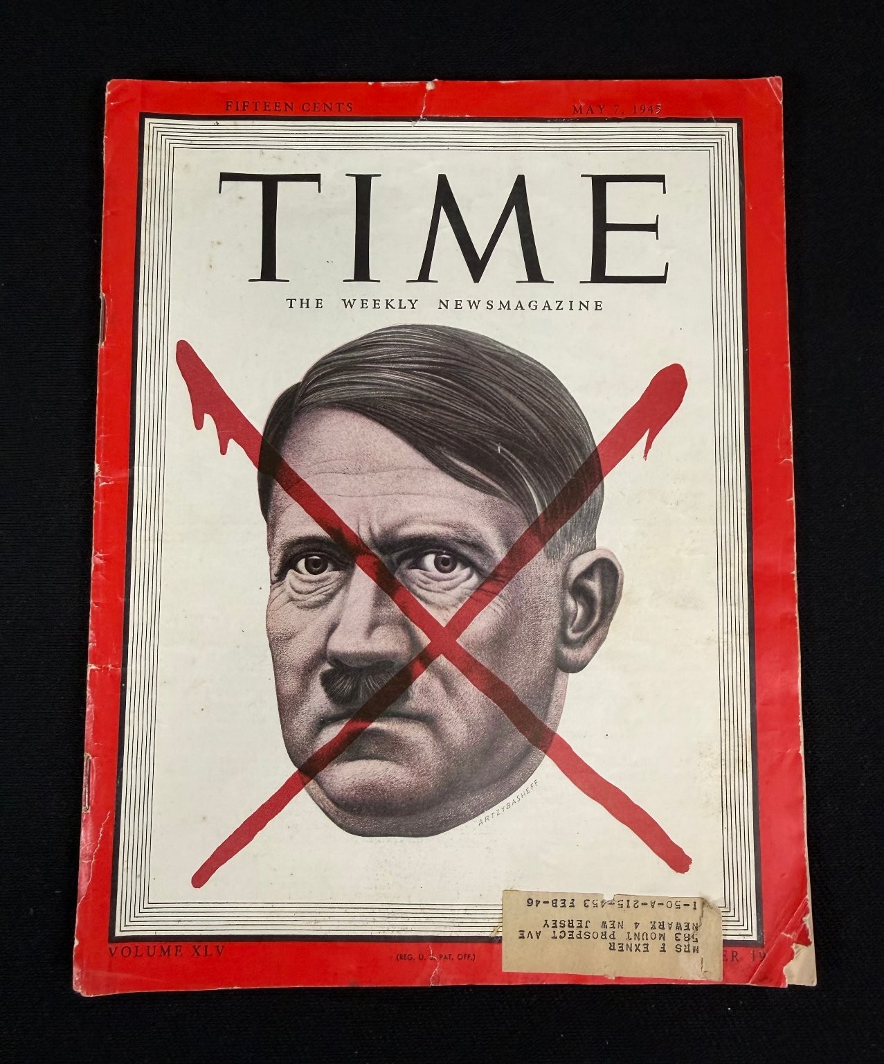 TIME May 7 1945 Hitler X-Out Magazine WWII V-E Day End War News