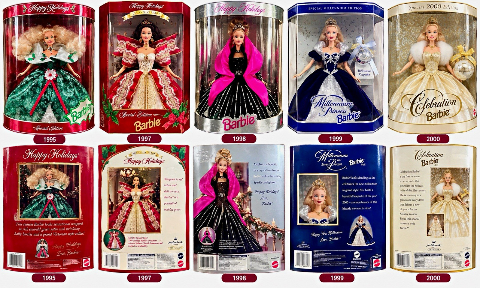 Vintage Holiday Barbie Collection 1995–2014 + UT Barbie– 20 Dolls (NIB)