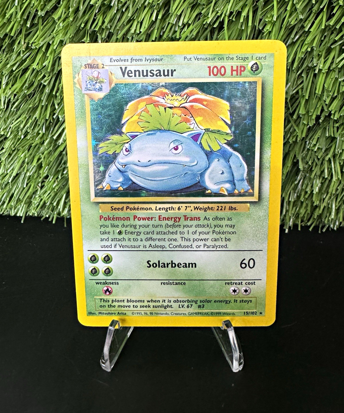 Venusaur 15/102 Base Set Unlimited Holo Rare  Pokemon TCG 1999 WOTC LP - MP