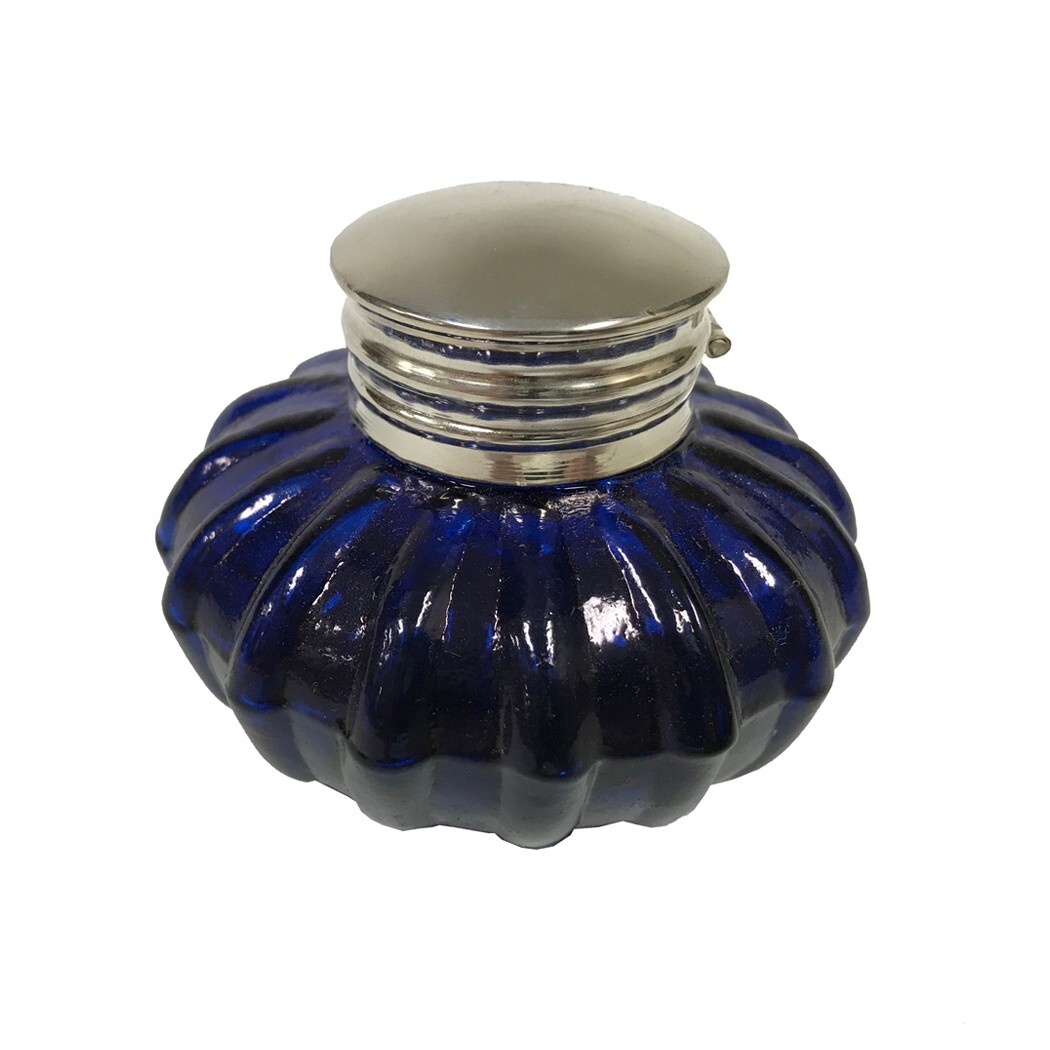 Vintage Antique Style Cobalt Blue Glass Inkwell Bottle ink Vintage Antique Style Cobalt Blue Glass Inkwell Bottle ink