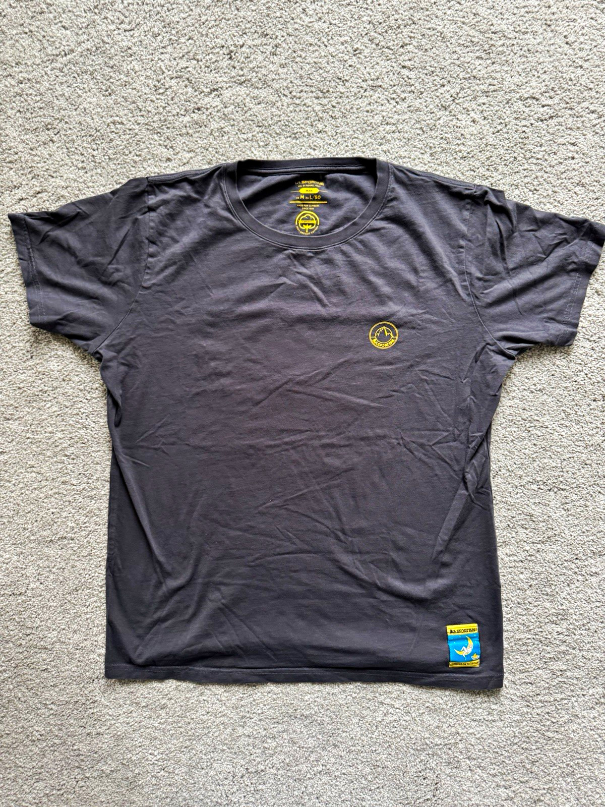 La Sportiva Men\'s Size M Gray Organic Cotton Graphic Logo Crew Neck T-Shirt
