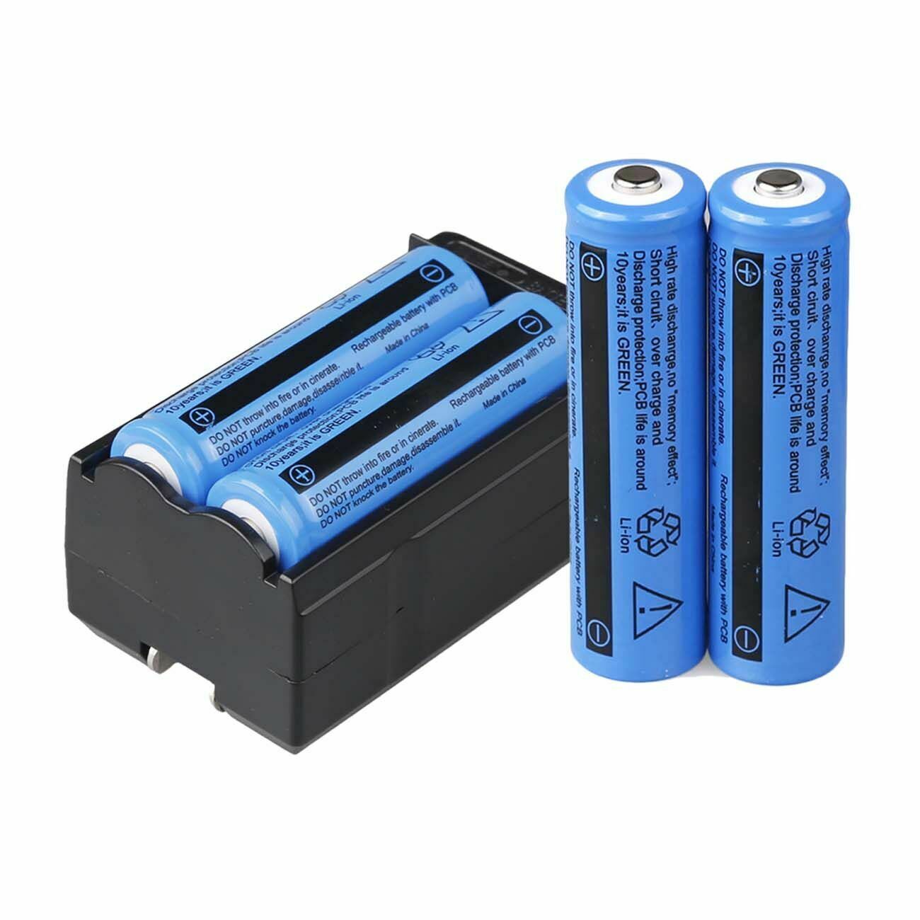 4pc Rechargeable Li-Ion Batteries 3000mAh Multipurpose Battery 3.7V+Dual Charger