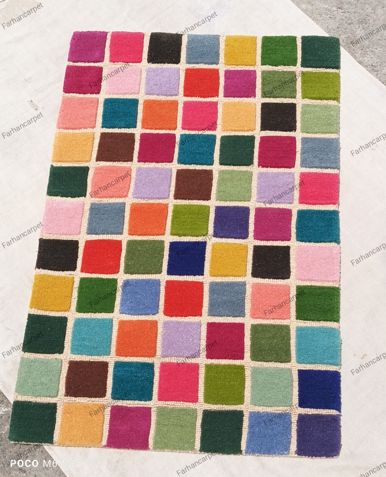 Share Hand Tufted Wool Area Rug 5x8 Multicolor Pixel Block Modern Geometric  Rug