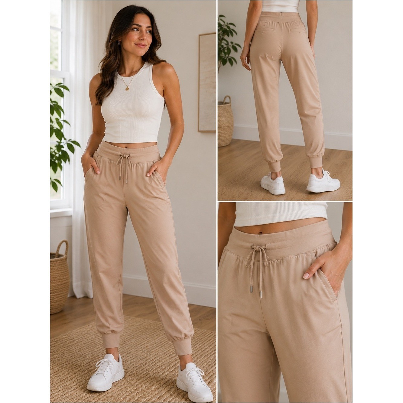 Calia by Carrie Underwood Tan Jogger Pants Size Small Athleisure