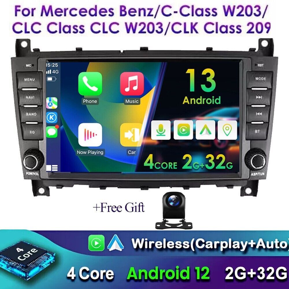for Mercedes-Benz C-Class W203 2004-2007 Apple Carplay Car Stereo Radio 2+32GB