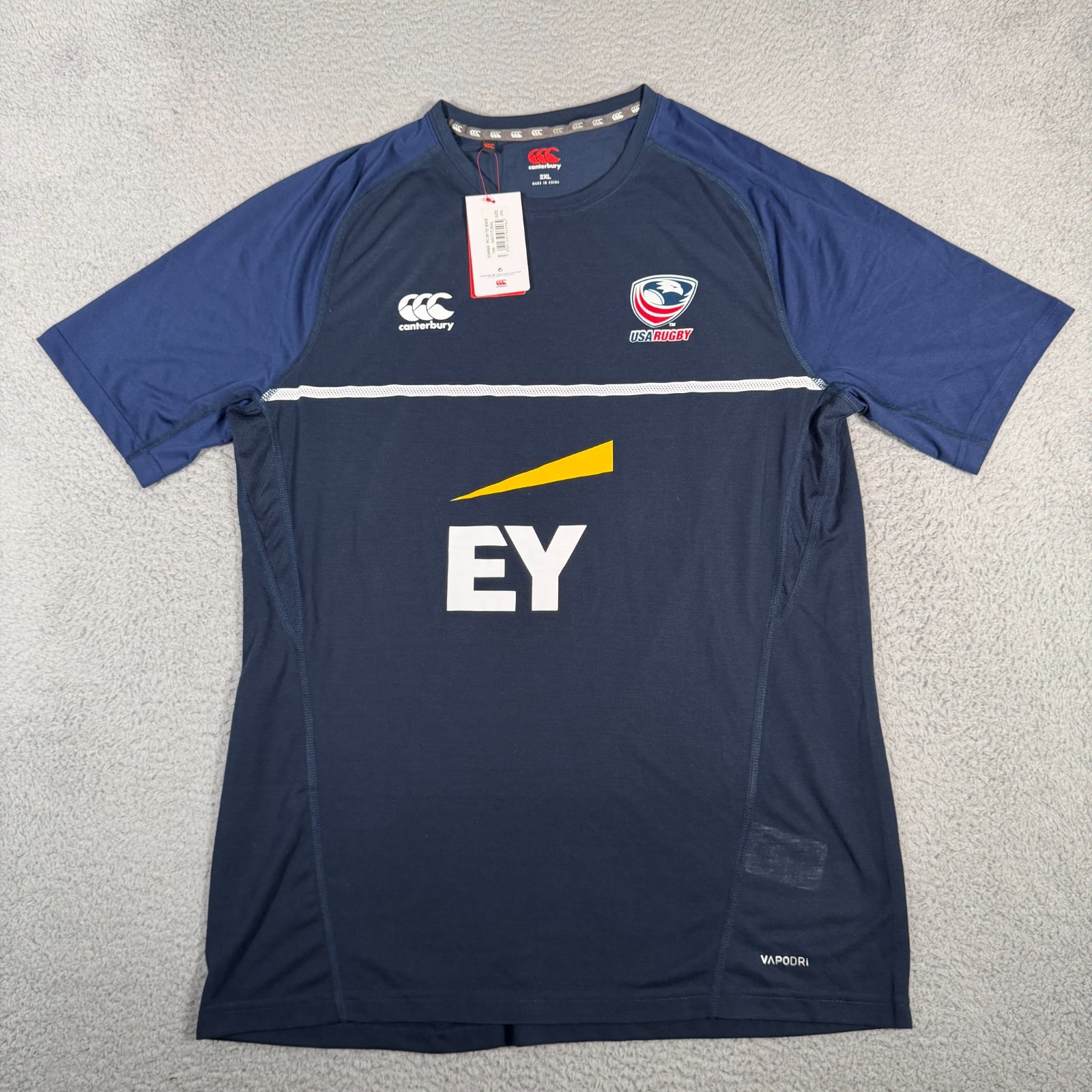 Canterbury Shirt Mens 2XL Blue USA Rugby Vapodri Tee Performance Active New Canterbury Shirt Mens 2XL Blue USA Rugby Vapodri Tee Performance Active New