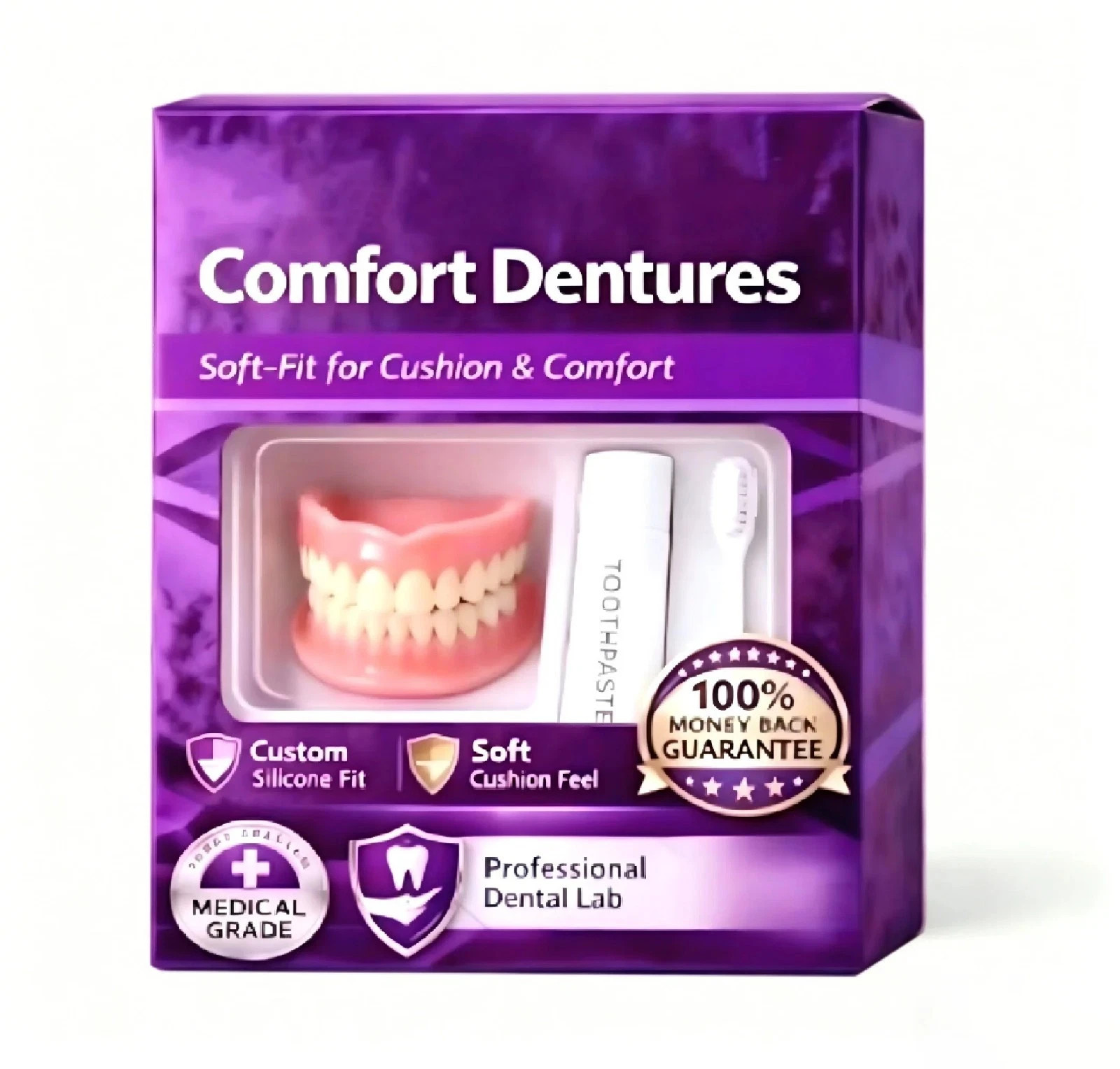 Full Set Upper Lower Silicone Fake Teeth Braces Moldable Comfort Fit Dentures Full Set Upper Lower Silicone Fake Teeth Braces Moldable Comfort Fit Dentures