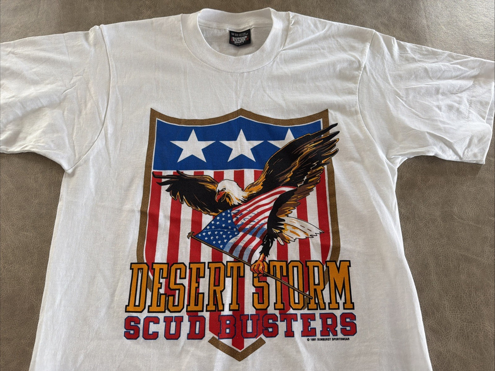 Vtg 1991 Screen Stars USA Desert Storm Scudbusters T-shirt Medium