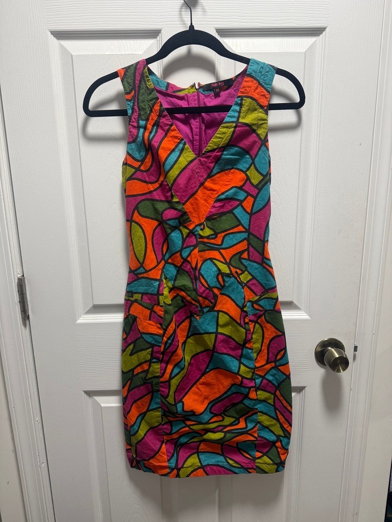 Vintage Anthropologie Fish Fry Manish Arora Glass Glow Dress XS Psychedelic