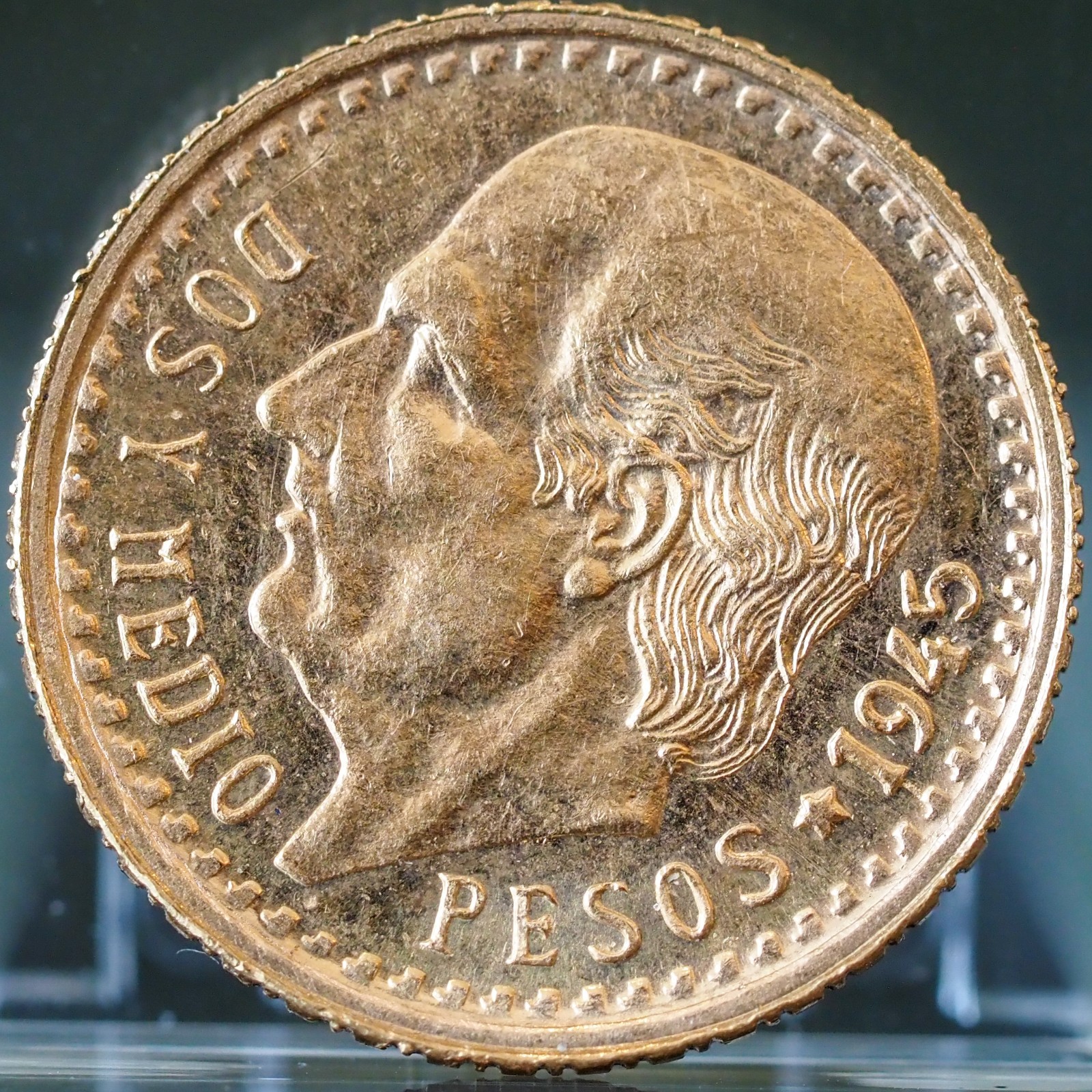 1945 Mexico Gold 2 1/2 Pesos .0603 oz - Nice Coin