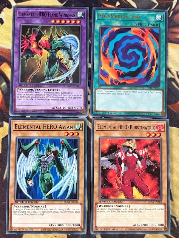 Yugioh: Elemental HERO Flame Wingman - 4 Card Fusion Set Avian + Burstinatrix NM