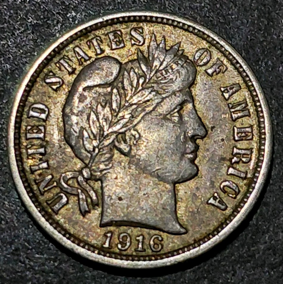 1916 Barber Silver Dime Coin 1916 Barber Silver Dime Coin