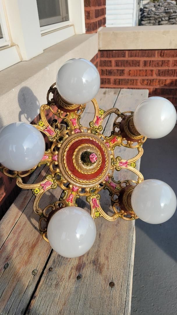 Vintage antique Art Deco chandelier 5 light 1920-30\'s