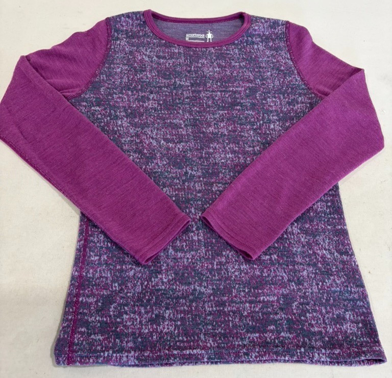 Smartwool Base Layer Top Girls Size Medium Purple LS 100% Merino Wool Washable