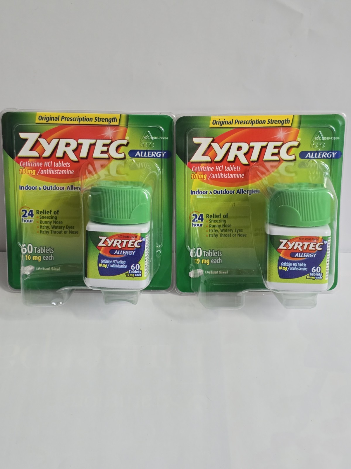 Lot Of 2,  Zyrtec Allergy 60ct  USA Brand New