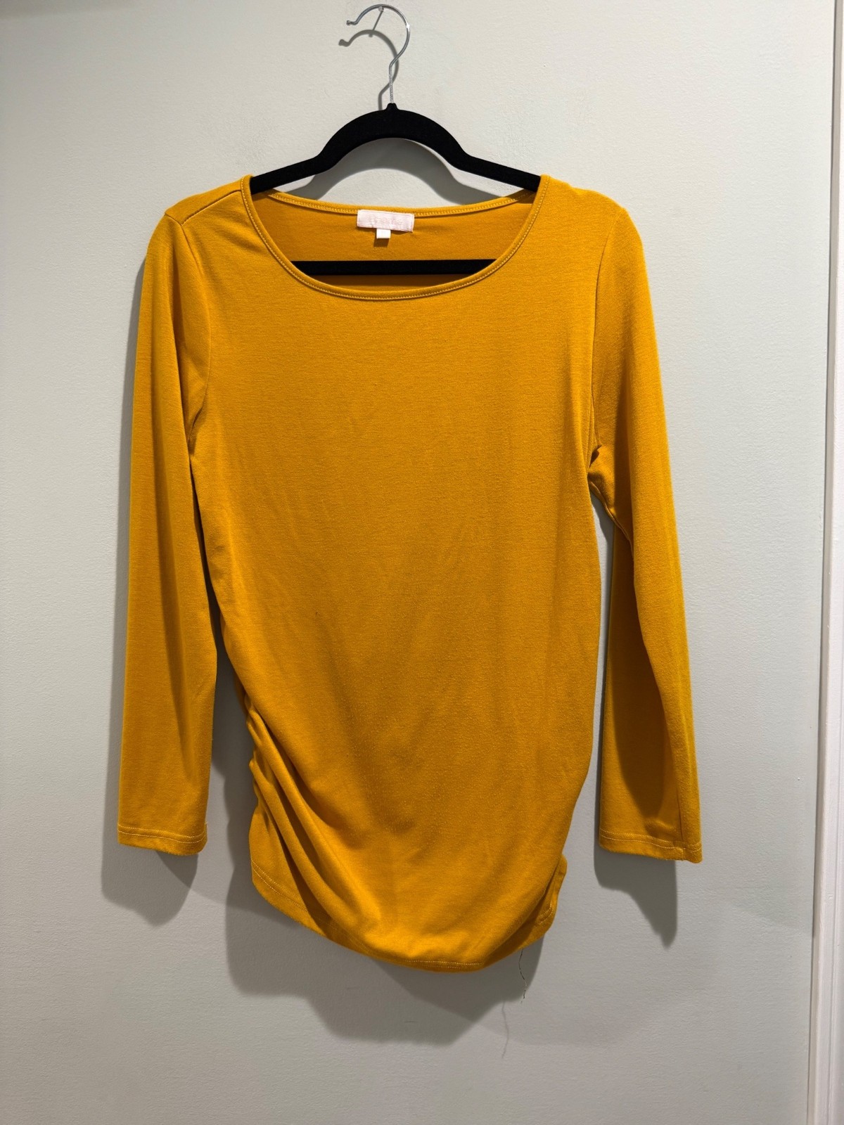 BHome Mustard Yellow Ruched Long Sleeve Maternity Top Size Medium BHome Mustard Yellow Ruched Long Sleeve Maternity Top Size Medium