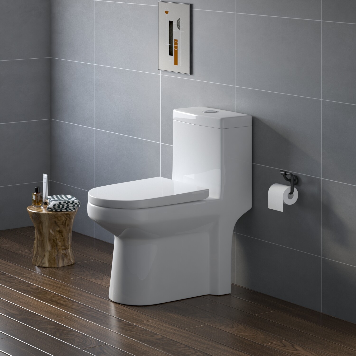 HOROW Small Compact One Piece Toilet with Soft Closing & UF Seat 12\'\' Rough-In
