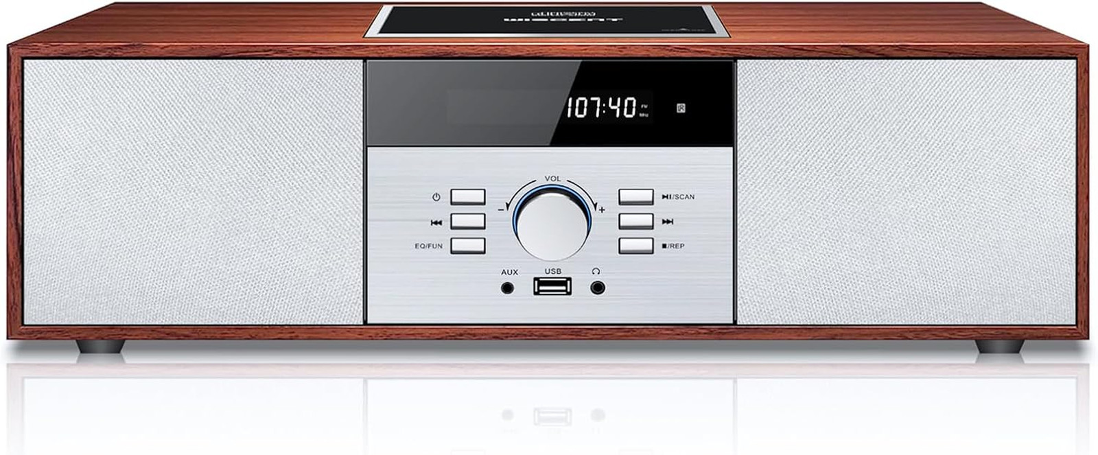 Vintage Style Home CD Player with Bluetooth, FM Radio, USB Port for MP3