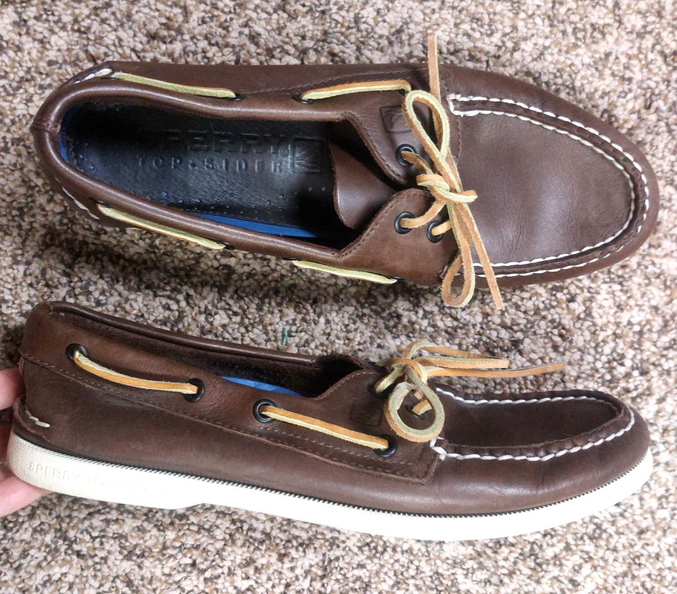Men’s 9 M SPERRY TOP SIDER Dark Brown Leather Boat Shoes