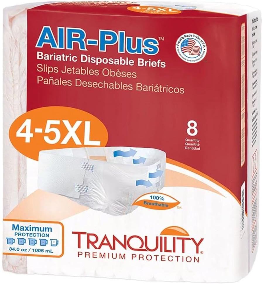 Tranquility Bariatric Disposable Briefs 4X-Large with AIR-Plus Fully Breathab...