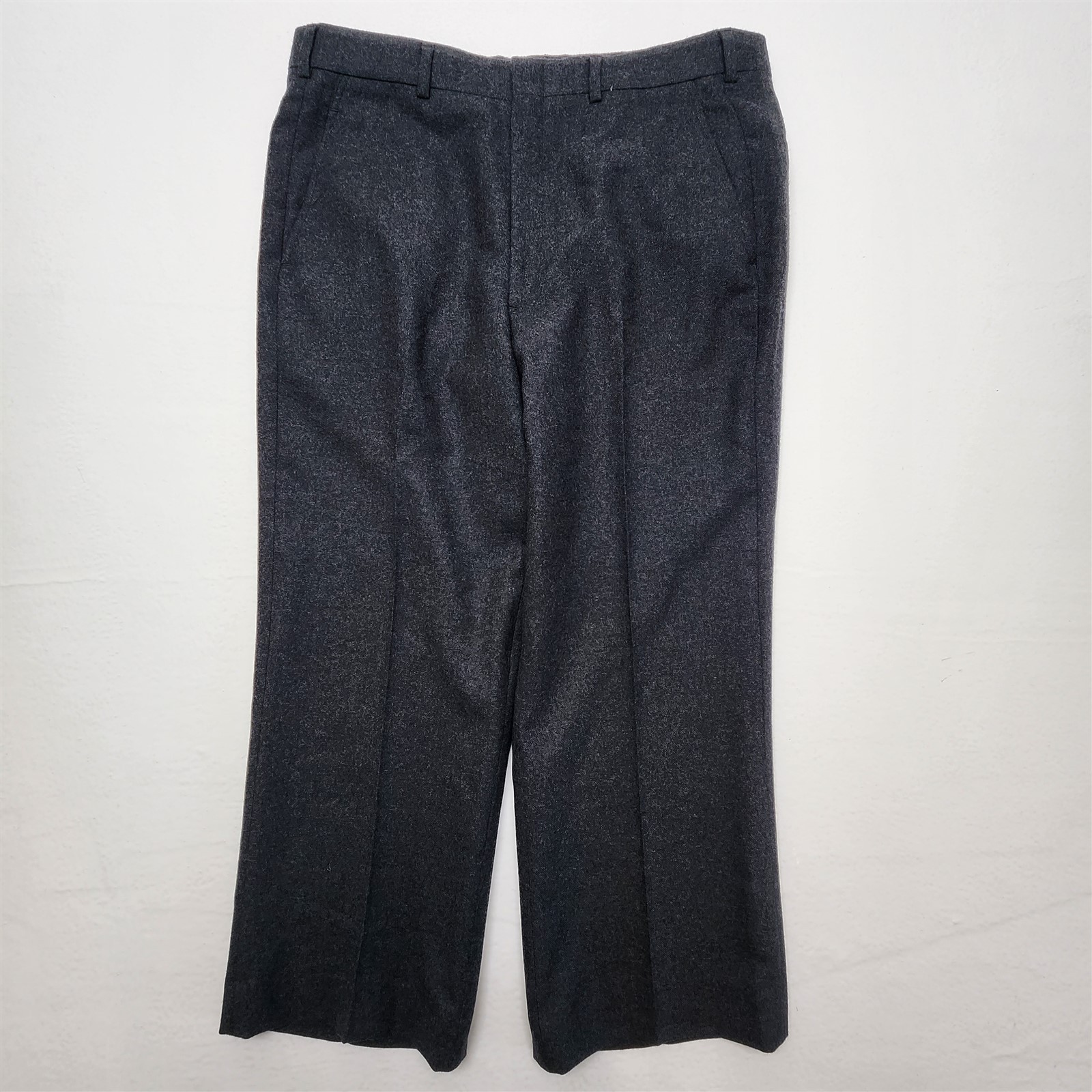 Vtg Norman Hilton USA 36x26 Charcoal Wool Tweed High Waist Old Money Trousers
