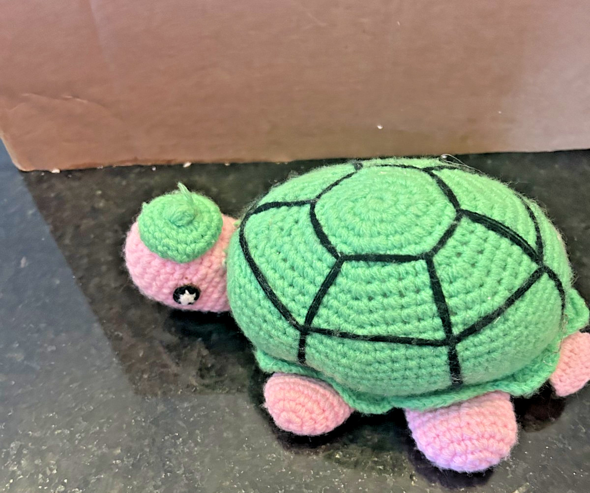 Vintage Russ Berrie Turtle Plush Green Pink Crochet Style 7 Inch Vintage Russ Berrie Turtle Plush Green Pink Crochet Style 7 Inch