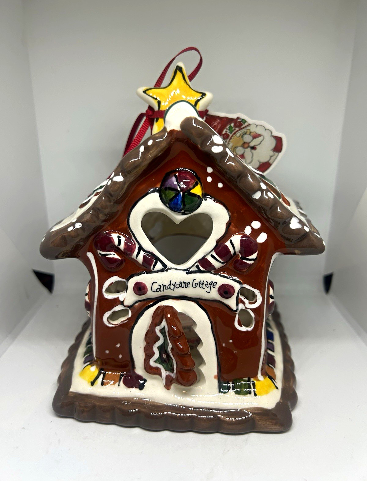 Blue Sky Clayworks Heather Goldminc Candycane Cottage Ceramic Gingerbread House Blue Sky Clayworks Heather Goldminc Candycane Cottage Ceramic Gingerbread House