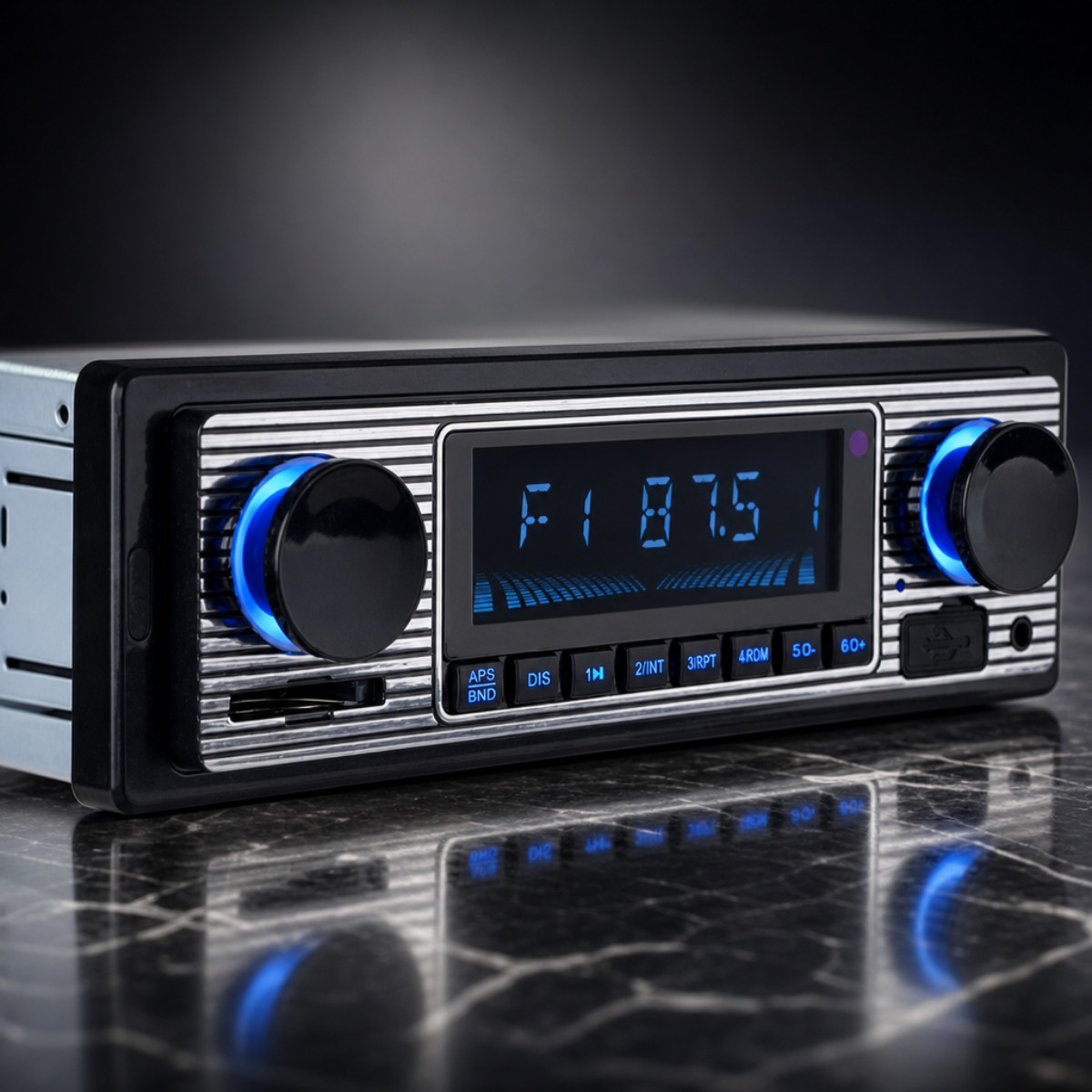 Retro Classic Car Stereo Bluetooth FM Radio MP3 USB AUX SD Single DIN Handsfree