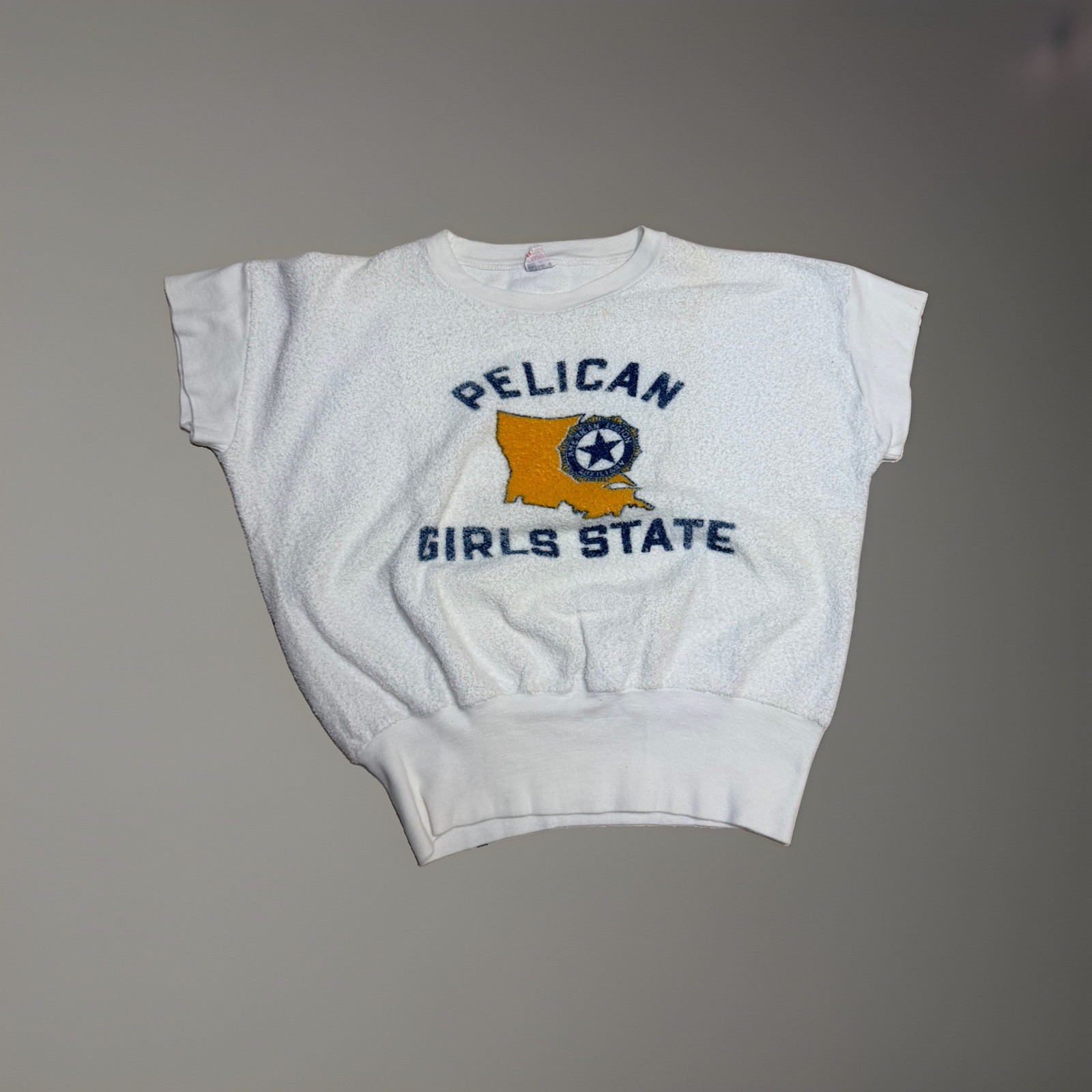 VTG 50s 60s Champion Running Man Pelican girls state sweat Terry Cloth large VTG 50s 60s Champion Running Man Pelican girls state sweat Terry Cloth large