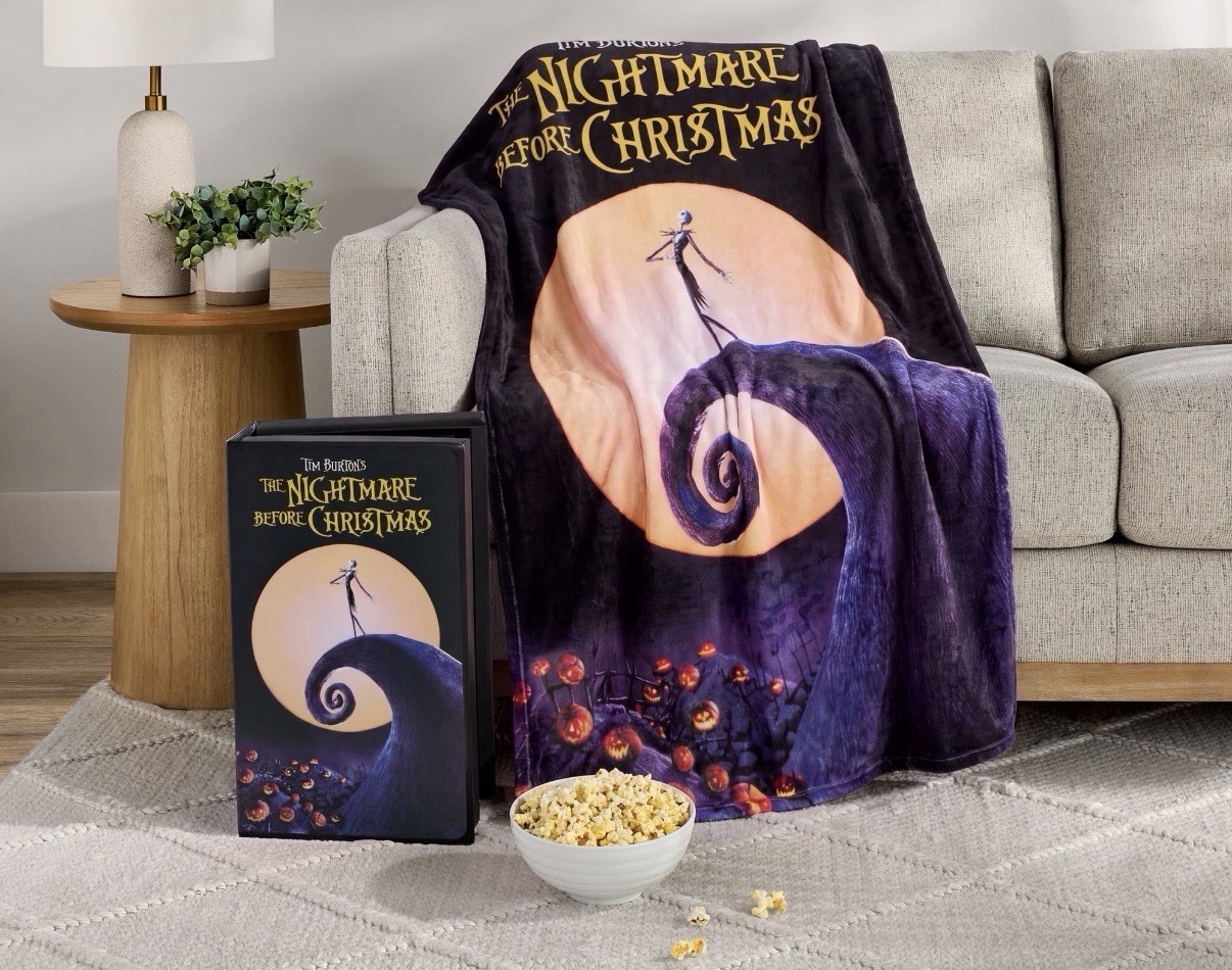 Disney Nightmare Before Christmas VHS Boxed Silk Touch Throw Blanket 50