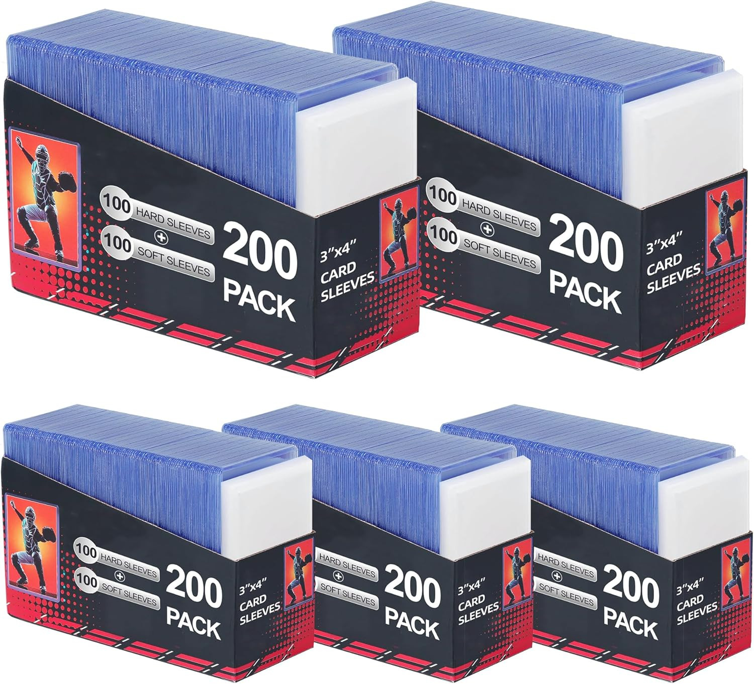 1000 Card Sleeves, Clear Hard Sleeves for Cards, 3\