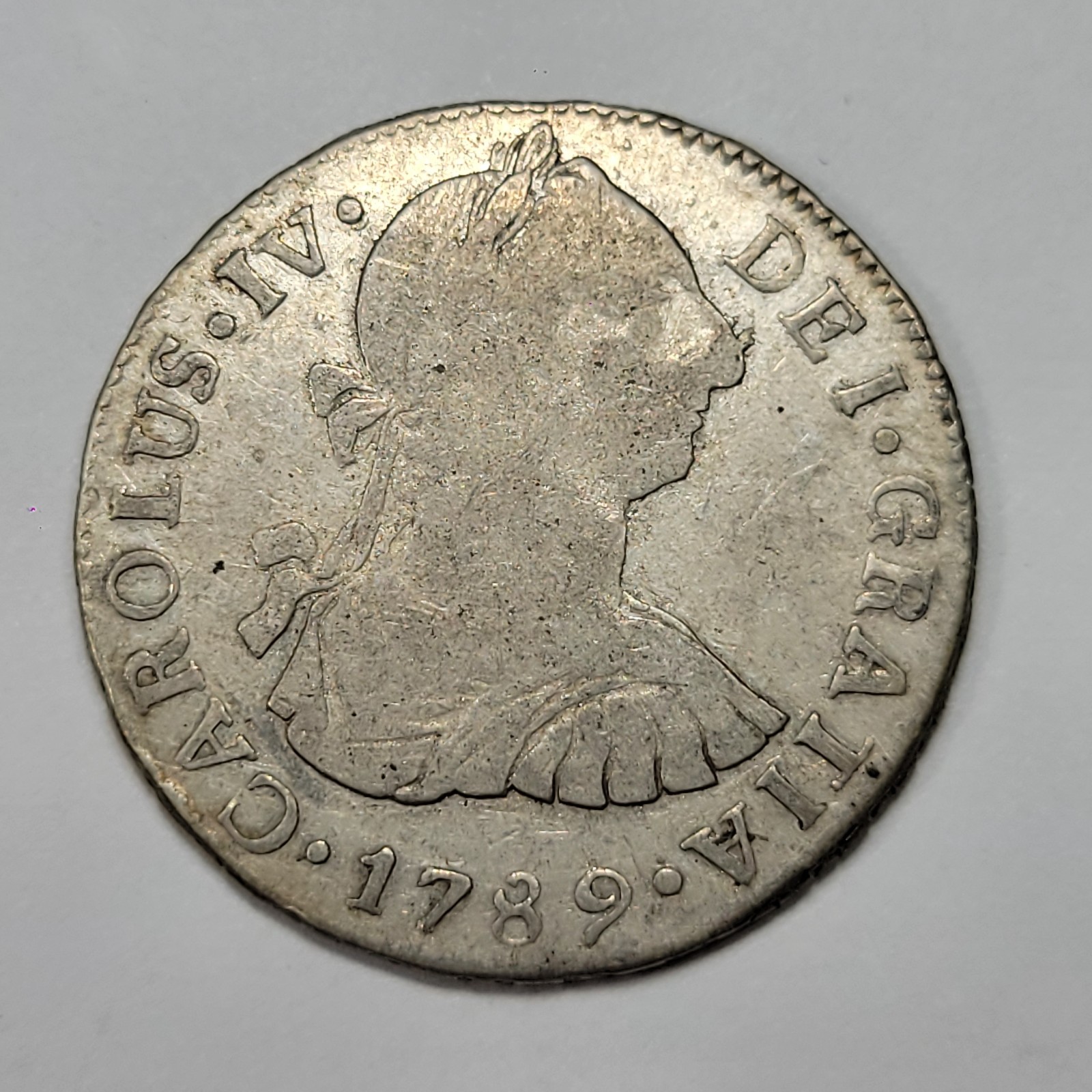 1789 Guatemala Silver 2 Reales Spanish Colonial Circulated Carolus IV *T654