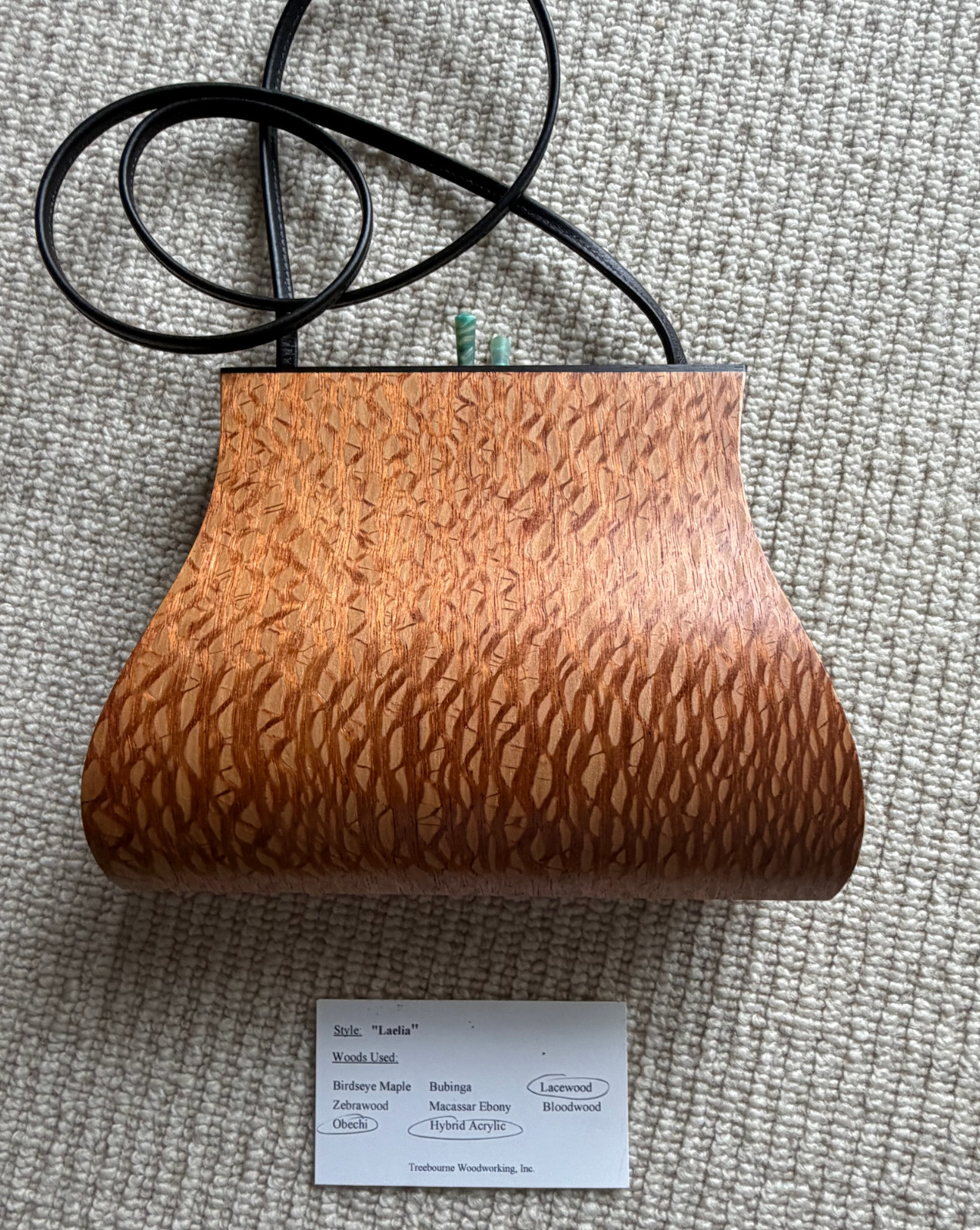 Title Rare Vintage Hammill Diebolt Wood Purse Handbag \