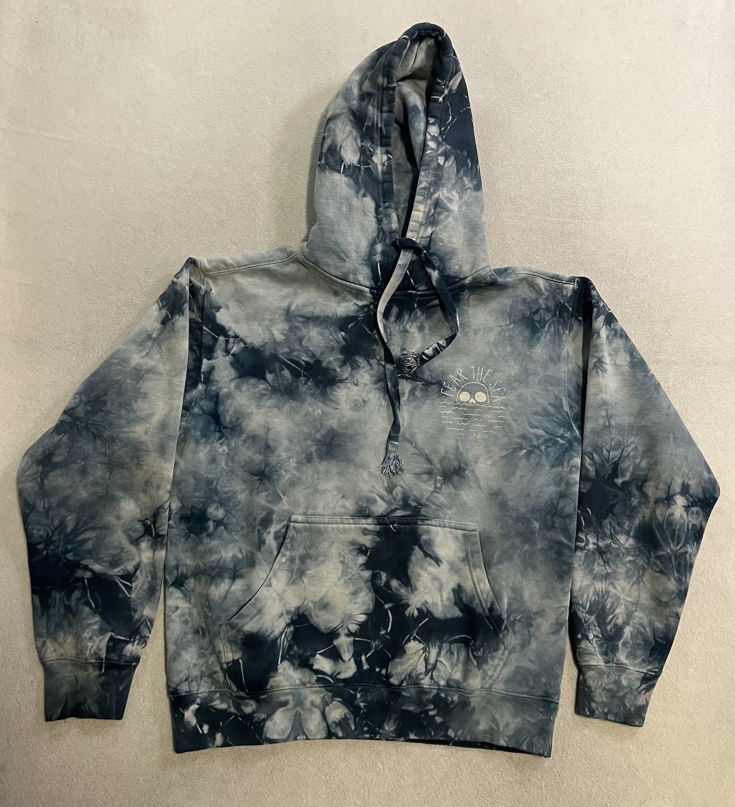 Roark Fear The Sea Tie Dye Hoodie Men’s Size Small Blue Cotton Pullover Beach