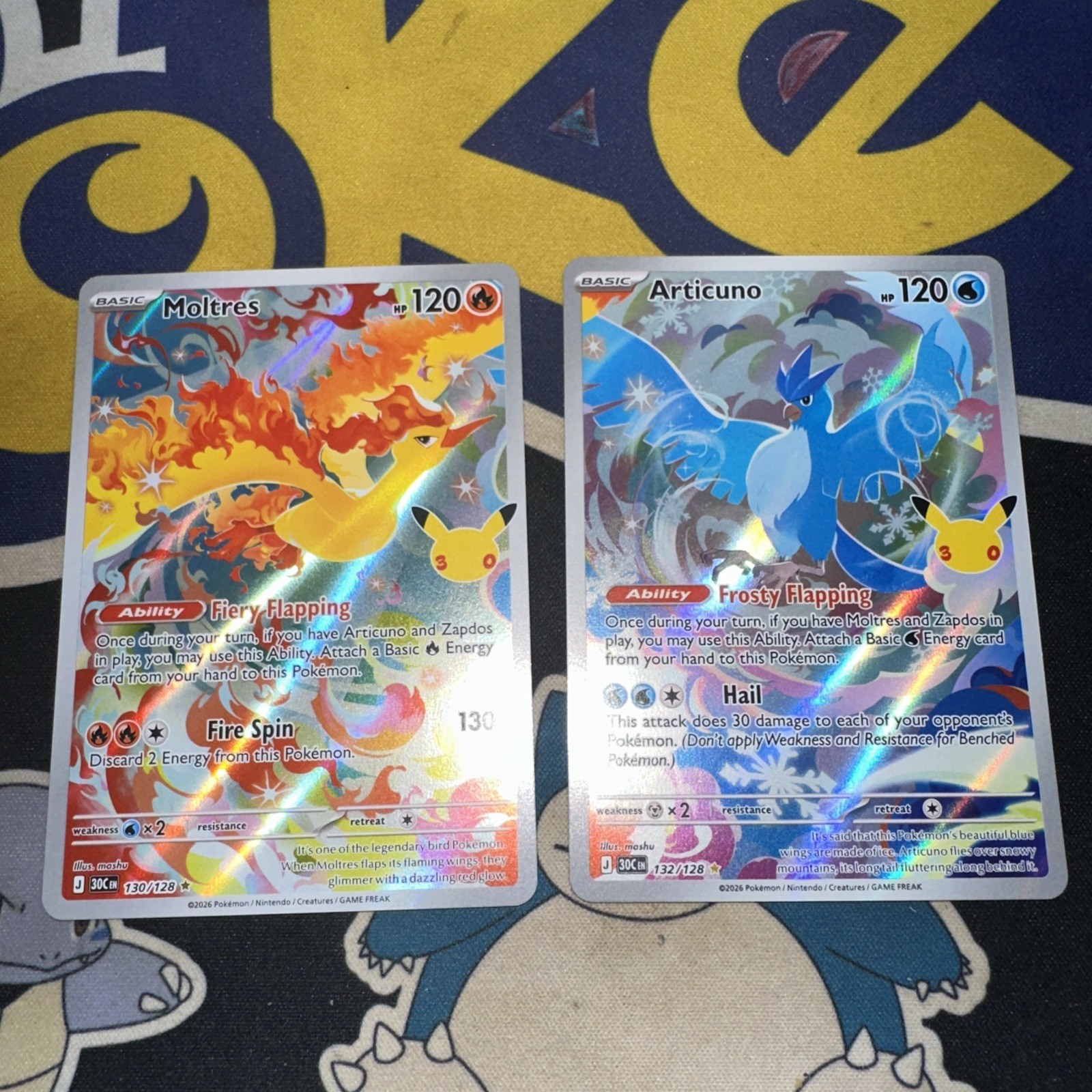 Pokemon 30th Anniversary Articuno IR 132/128 & Moltres IR 130/128 Pokemon 30th Anniversary Articuno IR 132/128 & Moltres IR 130/128