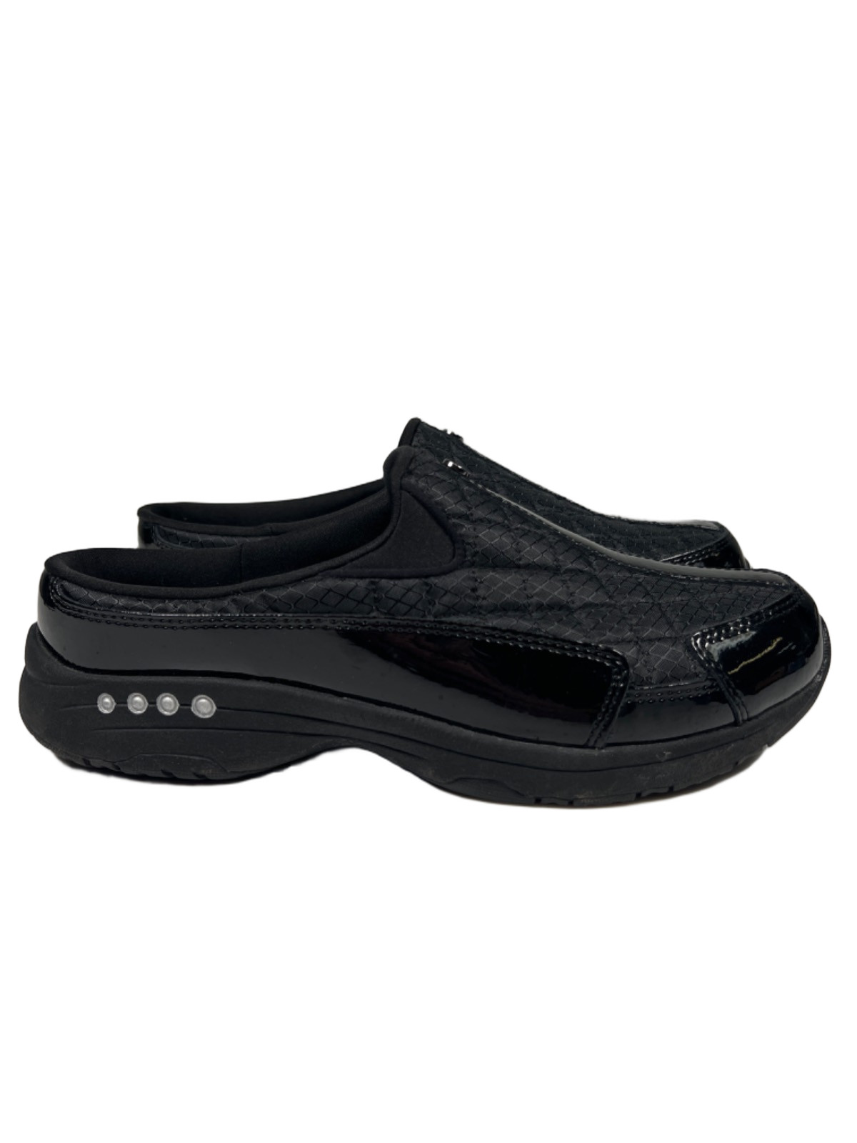 Easy Spirit Women\'s Black Travel Time Slip On Walking Mules - 9 Wide