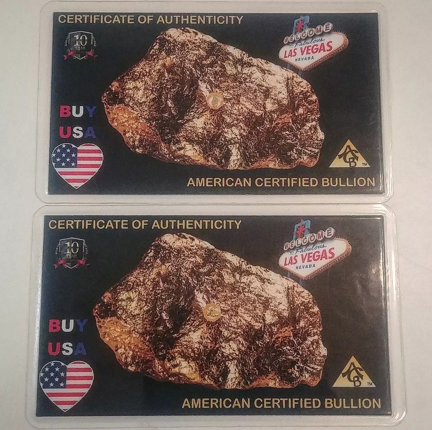 1/4 Grain 22k Gold Nugget Las Vegas Nevada Bullion Card Lot (2 Cards) 1/4 Grain 22k Gold Nugget Las Vegas Nevada Bullion Card Lot (2 Cards)