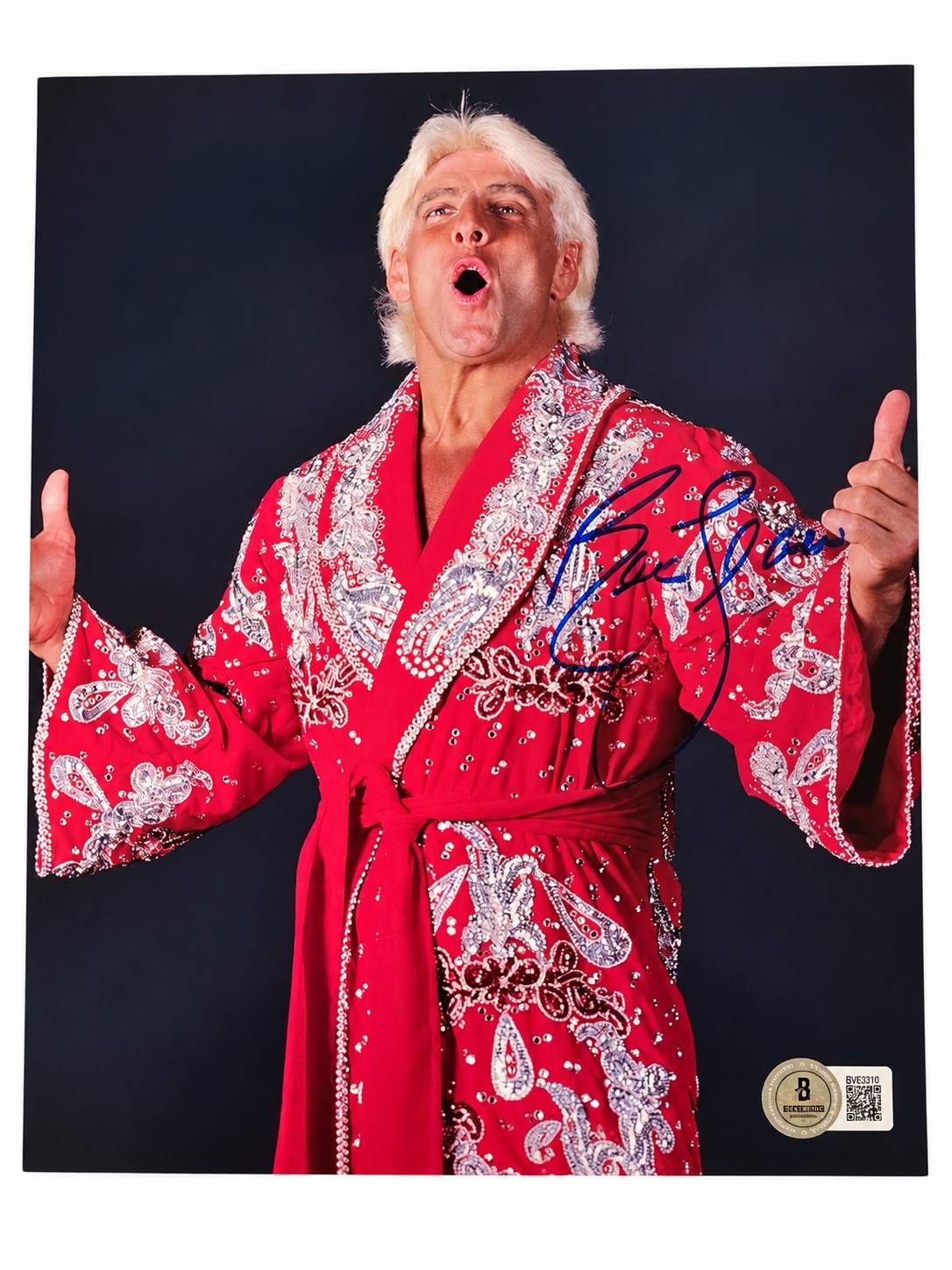 Ric Flair Signed 8x10 Photo Red Robe WWE WWF Wrestling Autographed Beckett COA