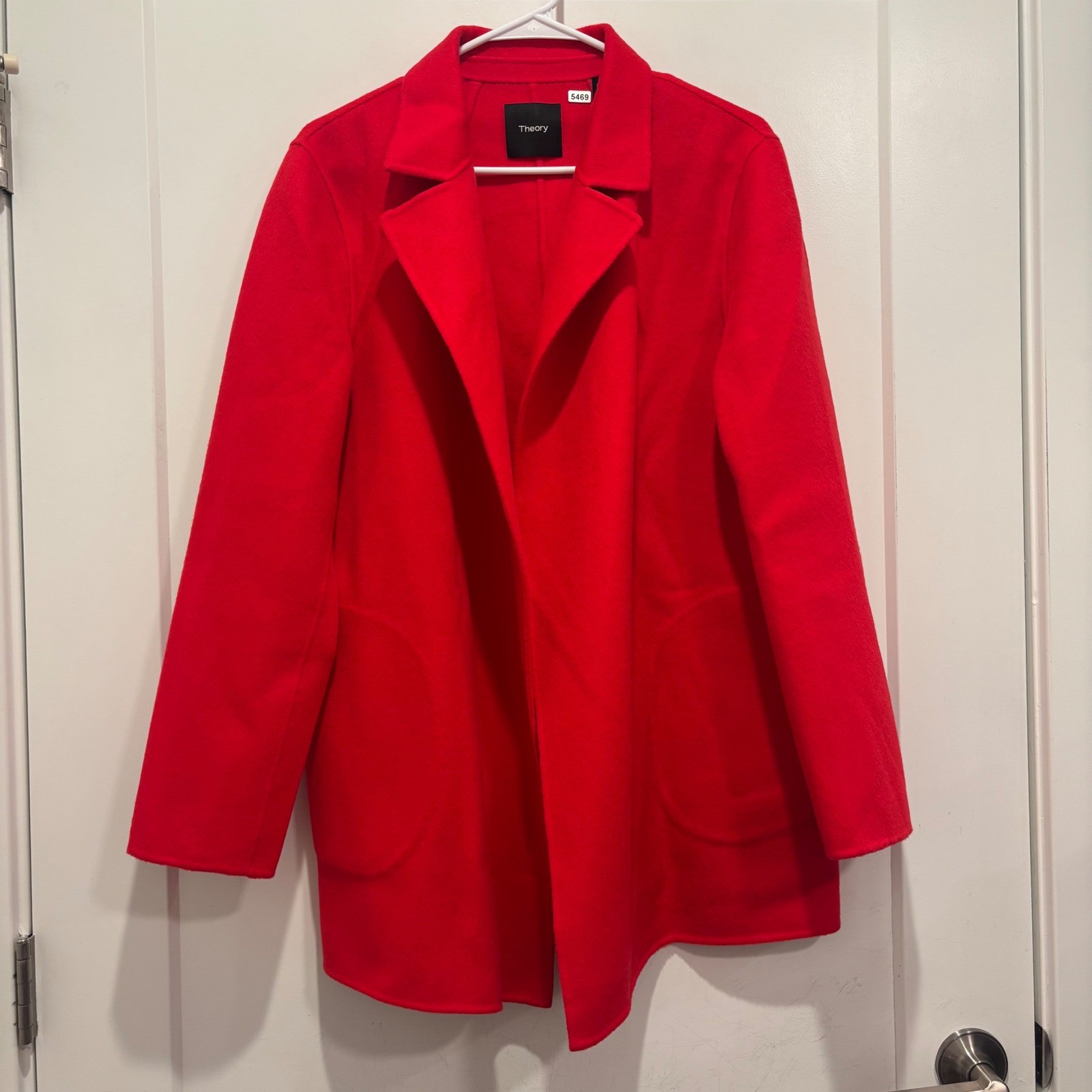 Theory Sileena Winsome 2 Wool Cashmere Coat Cardinal Red O0701402 Size M NEW