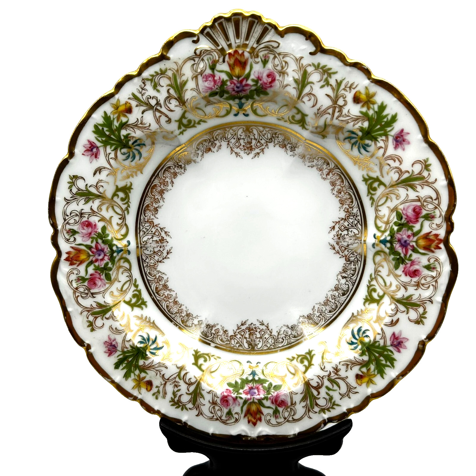 Antique Circa 1894-1930 Charles Ahrenfeldt Floral Gold Gilt Plate France Depose